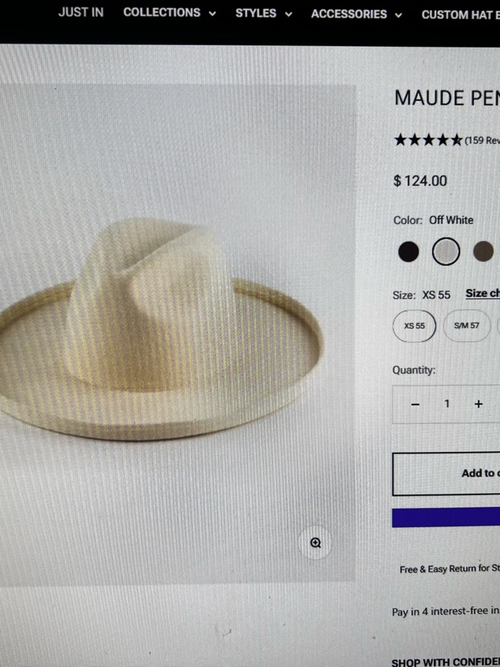 GIGI PIP Cream Wide-Brim Fedora Hat